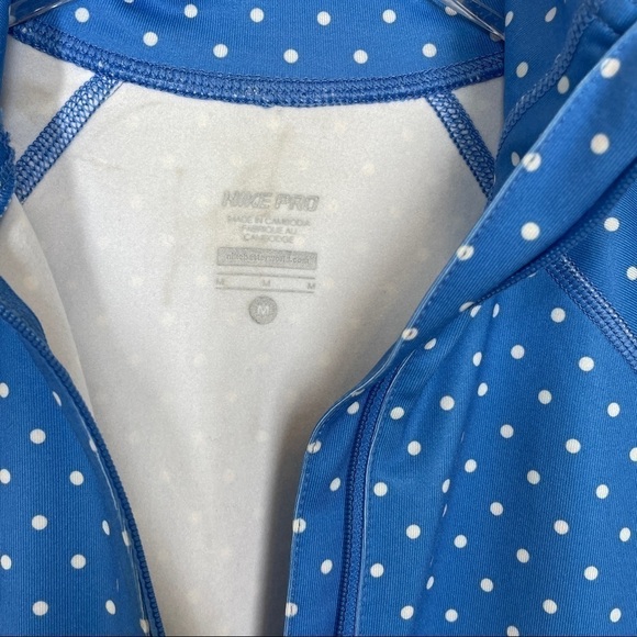 Nike Pro Dry Fit Blue/White Running Jacket 1/2 Zip Polka Dot Pullover Size M - Picture 4 of 15
